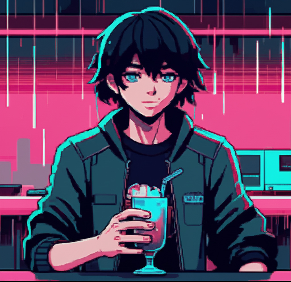 Rima Sky with his signature drink