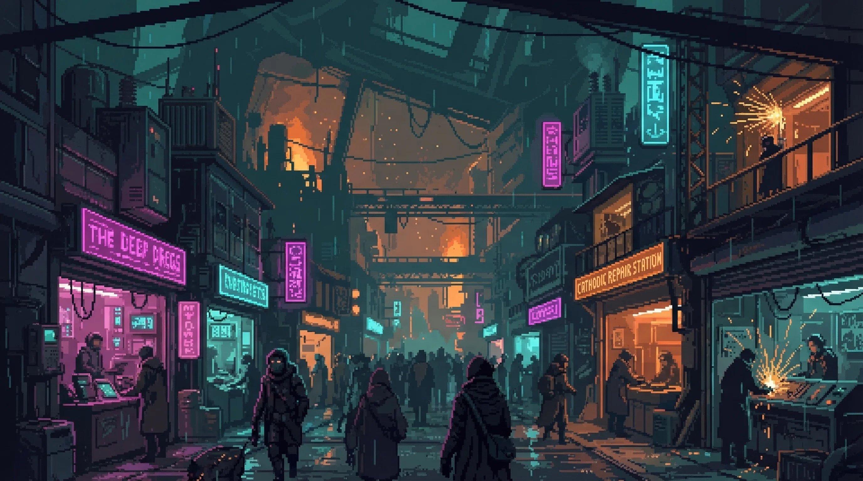 The Deep Dregs — vertical slum carved into a collapsed pre-Cascade megastructure