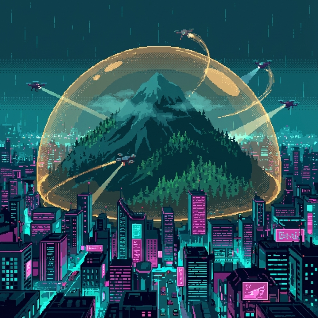 The Mountain's invisible protection - corporate forces curve away, unable to approach