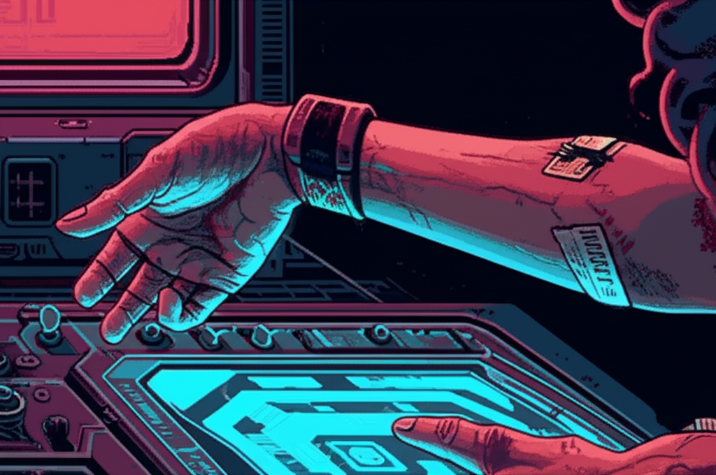 Close-up of Kira's hands at the vault controls, shaking but precise