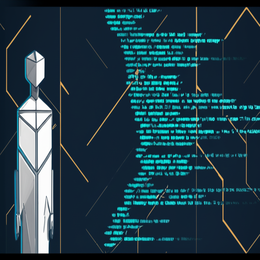 A presence of pure light and data patterns manifesting before the fragmented screens where Marcus exists