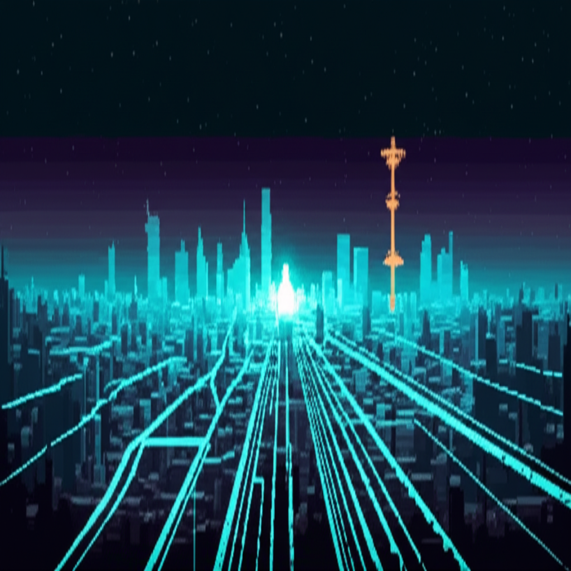 Abstract consciousness expanding - city to solar system to infinite void